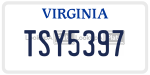 TSY5397  license plate in VA