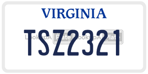 TSZ2321  license plate in VA