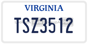 TSZ3512  license plate in VA