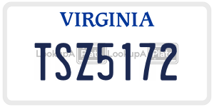 TSZ5172  license plate in VA