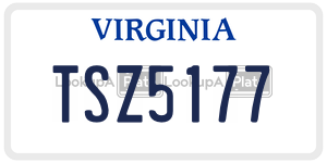 TSZ5177  license plate in VA