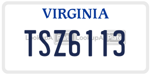 TSZ6113  license plate in VA