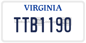 TTB1190  license plate in VA
