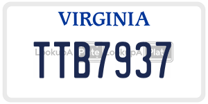 TTB7937  license plate in VA
