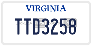 TTD3258 license plate in Virginia
