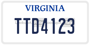 TTD4123  license plate in VA