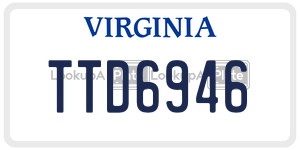 TTD6946  license plate in VA