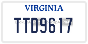 TTD9617  license plate in VA