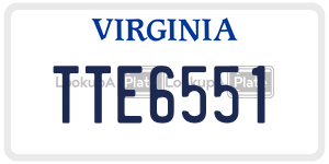TTE6551  license plate in VA