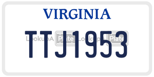 TTJ1953  license plate in VA