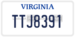 TTJ8391 license plate in Virginia
