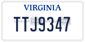 TTJ9347 license plate in Virginia