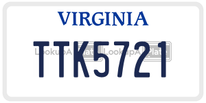 TTK5721  license plate in VA