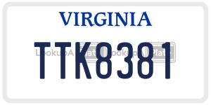 TTK8381 license plate in Virginia