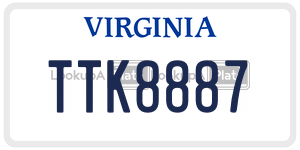 TTK8887  license plate in VA