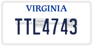TTL4743 license plate in Virginia