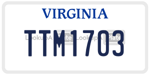 TTM1703  license plate in VA