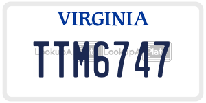 TTM6747  license plate in VA