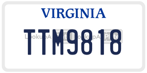 TTM9818  license plate in VA