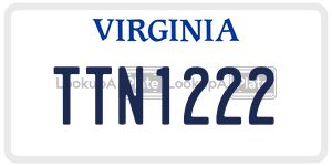 TTN1222  license plate in VA