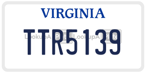 TTR5139  license plate in VA