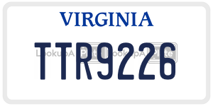 TTR9226  license plate in VA