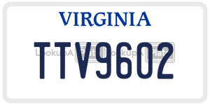 TTV9602  license plate in VA