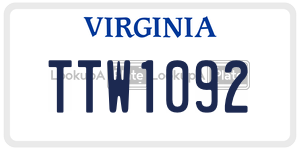 TTW1092  license plate in VA