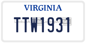 TTW1931  license plate in VA