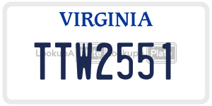 TTW2551 license plate in Virginia