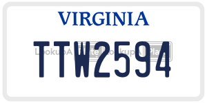 TTW2594 license plate in Virginia
