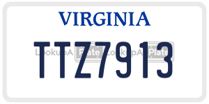 TTZ7913  license plate in VA