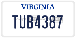 TUB4387  license plate in VA