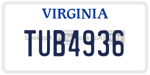 TUB4936 license plate in Virginia
