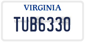 TUB6330 license plate in Virginia