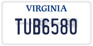 TUB6580 license plate in Virginia