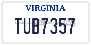 TUB7357  license plate in VA