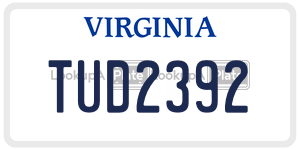 TUD2392  license plate in VA