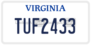 TUF2433 license plate in Virginia