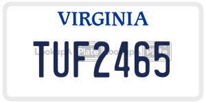 TUF2465  license plate in VA