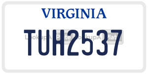 TUH2537 license plate in Virginia