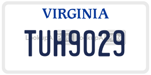 TUH9029  license plate in VA