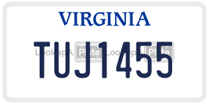 TUJ1455  license plate in VA