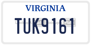 TUK9161  license plate in VA