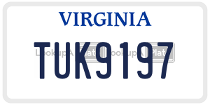TUK9197  license plate in VA