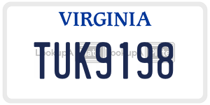 TUK9198  license plate in VA
