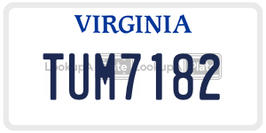 TUM7182  license plate in VA