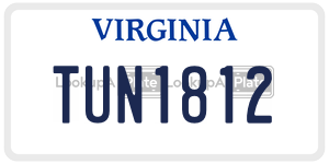 TUN1812  license plate in VA