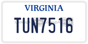 TUN7516  license plate in VA