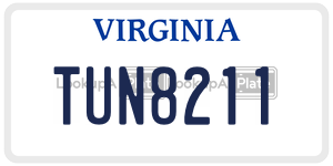 TUN8211  license plate in VA